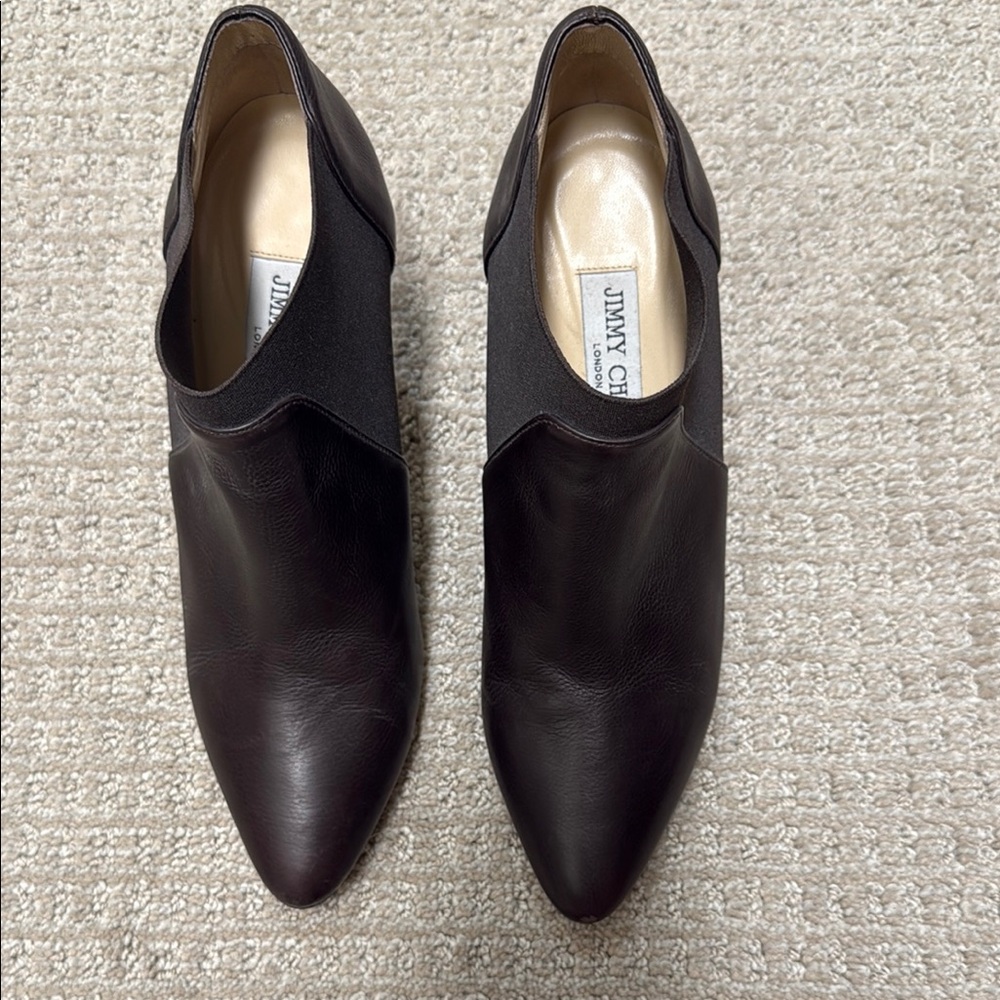 Jimmy Choo Brown Ankle Boots Minimalist Suede Design